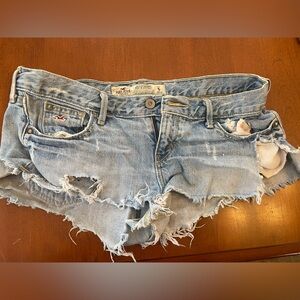 Hollister Women's Ripped Jean Shorts - Light Blue